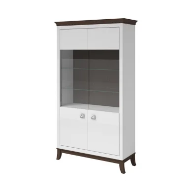 Vetrinetta 116x207h cm 2 ante soggiorno bianco frassinato rovere scuro Umag