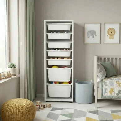 Cassettiera 45x125h cm colonna portagiochi multiuso bianco Fast Concordia