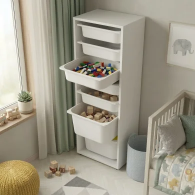 Cassettiera 45x125h cm colonna portagiochi multiuso bianco Fast Concordia