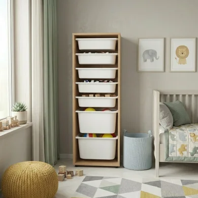 Cassettiera 45x125h cm colonna portagiochi multiuso rovere Fast Concordia