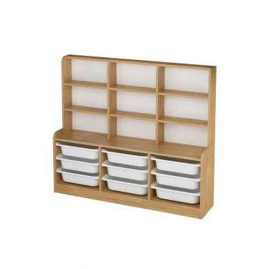 Mobile portagiochi 133x115h cm 9 scaffali e cassettiera rovere Fast Concordia