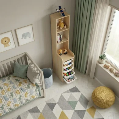 Mobile portagiochi 35x178h cm 3 scaffali e cassettiera rovere Fast Concordia