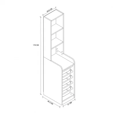 Mobile portagiochi 35x178h cm 3 scaffali e cassettiera rovere Fast Concordia
