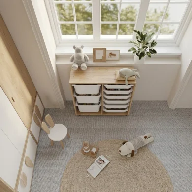 Mobile portagiochi 89x85h cm cassettiera multiuso rovere Fast Concordia