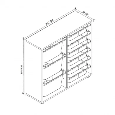 Mobile portagiochi 89x85h cm cassettiera multiuso rovere Fast Concordia