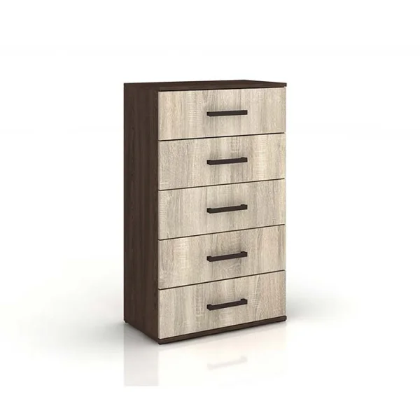 Cassettiera ufficio 60x106h cm 5 cassetti rovere wengè Time J