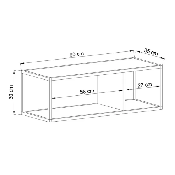 Mensola industrial 90x30h cm metallo nero opaco Erice Gihome®