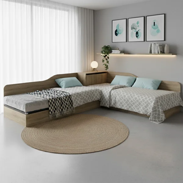 Letto singolo contenitore doppio 82x190cm moderno rovere Stefano