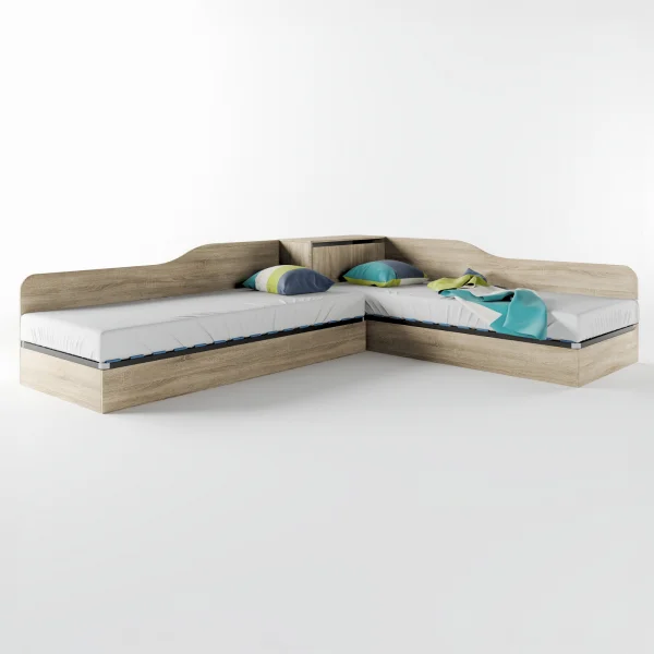 Letto singolo contenitore doppio 82x190cm moderno rovere Stefano