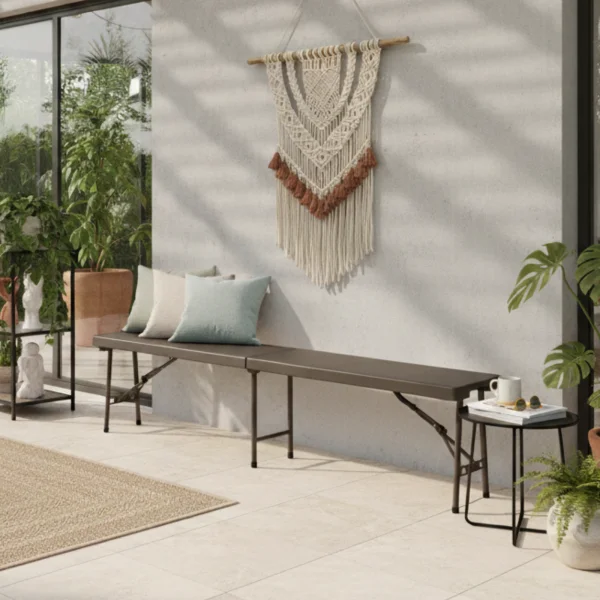 Panca da esterno pieghevole 183x44cm in acciaio marrone Unica