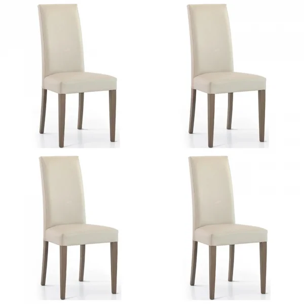 Set 4 sedie sala da pranzo imbottite in ecopelle moderne bianco avorio Bice Gihome®