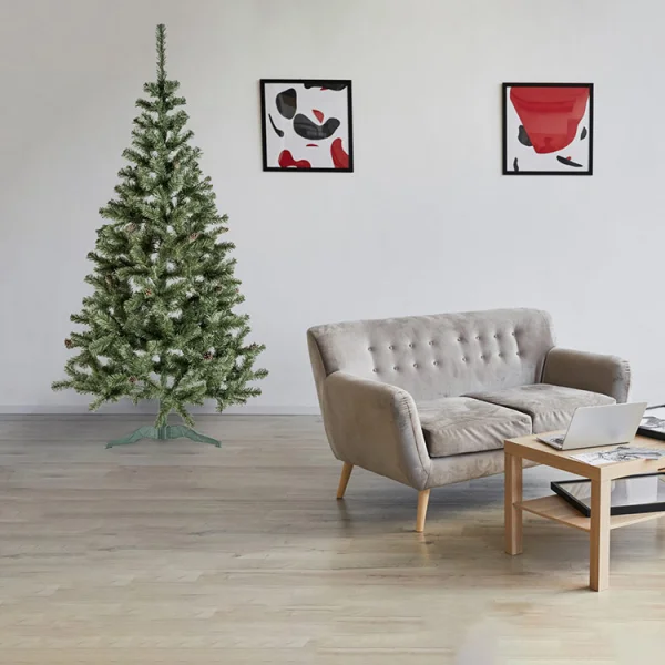 Albero di Natale moderno abete con pigne 220cm verde Rudolph