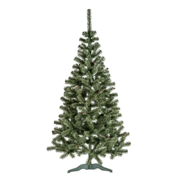 Albero di Natale moderno abete con pigne 220cm verde Rudolph