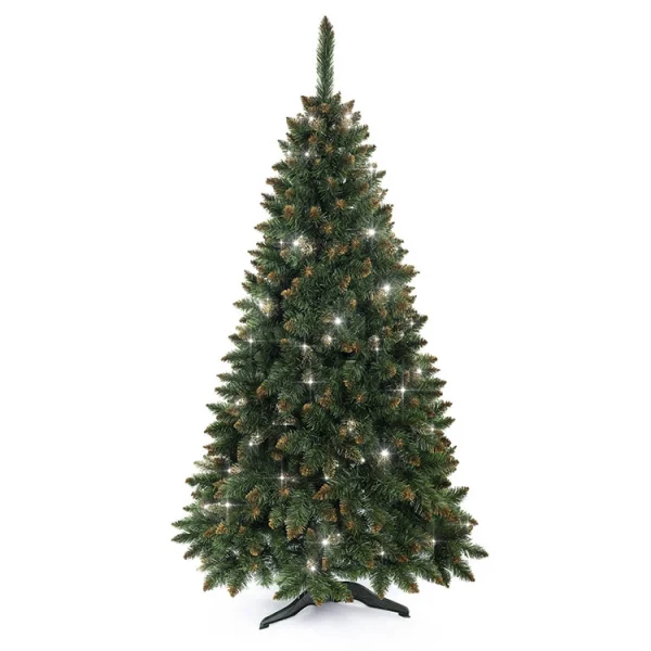 Albero di Natale pino addobbato design 220cm verde effetto oro Gold