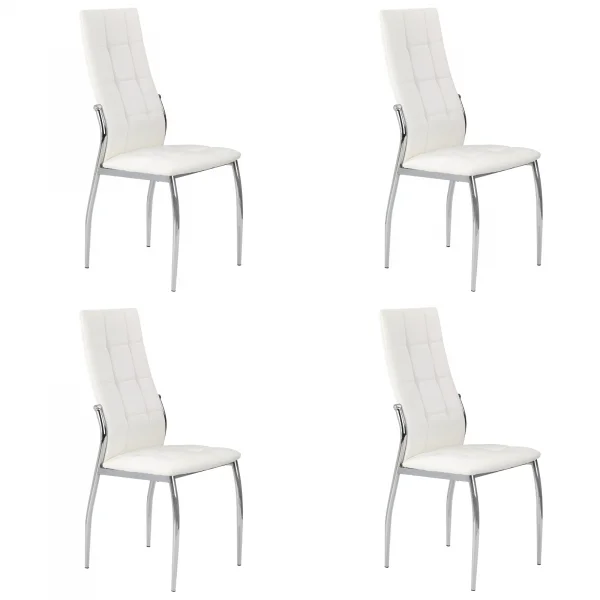 Set 4 sedie da pranzo imbottite in ecopelle bianco e struttura acciaio Sveva Gihome®