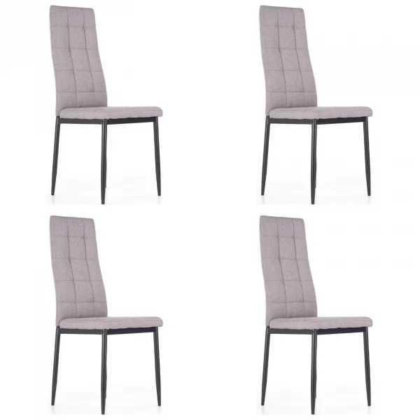 Set 4 sedie sala da pranzo in tessuto e metallo moderne grigio Ylenia