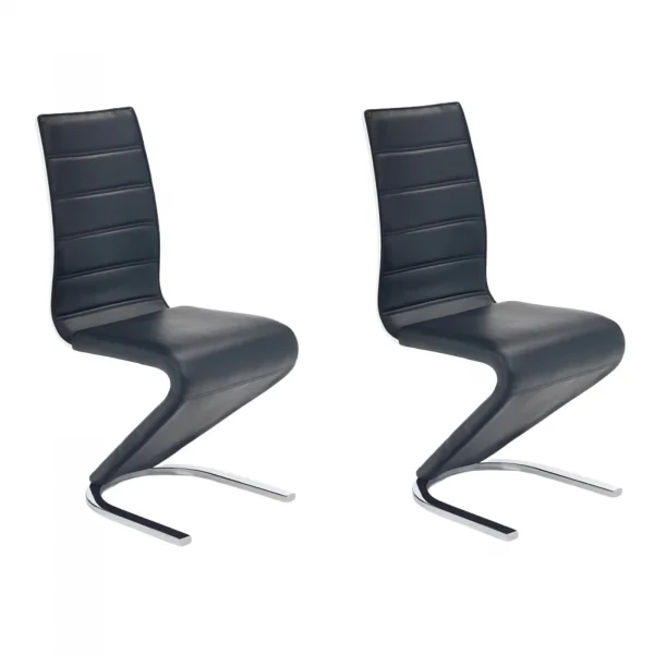 Set 2 sedie sala da pranzo moderne in ecopelle nero bianco gamba in acciaio Elina