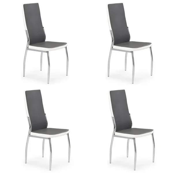 Set 4 sedie sala da pranzo in ecopelle e metallo grigio Emma