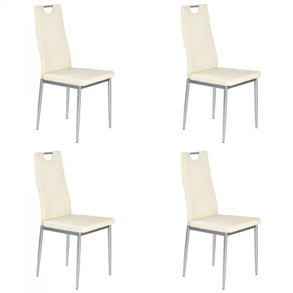 Set 4 sedie da pranzo moderne in ecopelle bianco avorio con gambe in acciaio Ginevra Gihome®