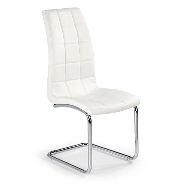Set 4 sedie sala da pranzo in ecopelle imbottite e metallo bianco Gloria