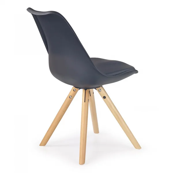 Sedia da pranzo in ecopelle design moderno gambe in legno nero rovere Nives