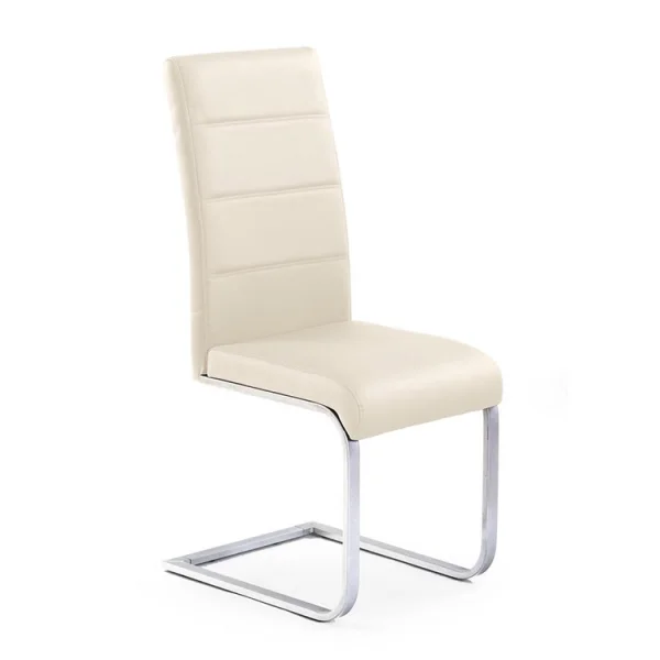 Set 4 sedie sala da pranzo a slitta in ecopelle e gambe in metallo beige Pamela