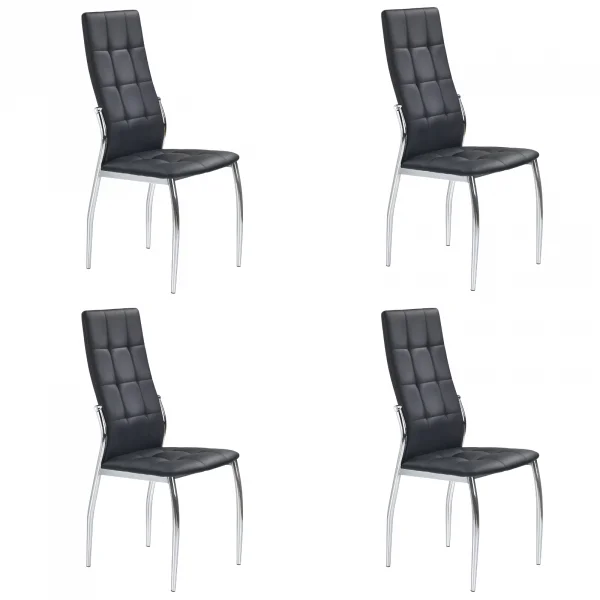 Set 4 sedie da pranzo imbottite in ecopelle nera e struttura acciaio Sveva Gihome®