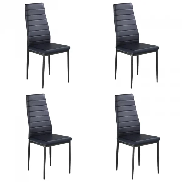 Set 4 sedie sala da pranzo imbottite in ecopelle nero Vittoria