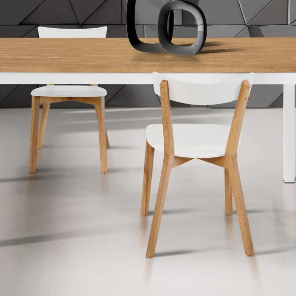 Sedia da pranzo in stile scandinavo rovere bianco opaco Brianna