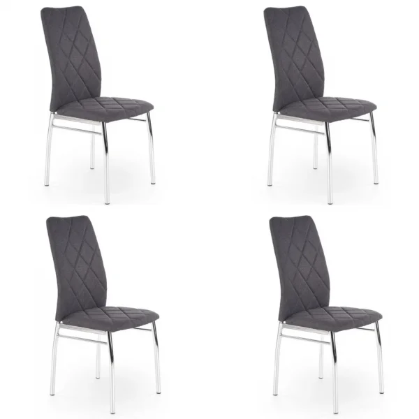 Set 4 sedie sala da pranzo in tessuto e gambe metallo grigio scuro Amanda