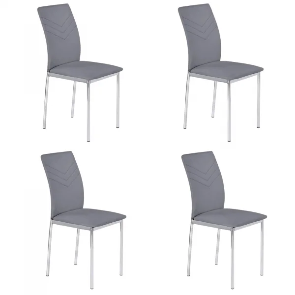 Set 4 sedie sala da pranzo in ecopelle moderne grigio Matilde