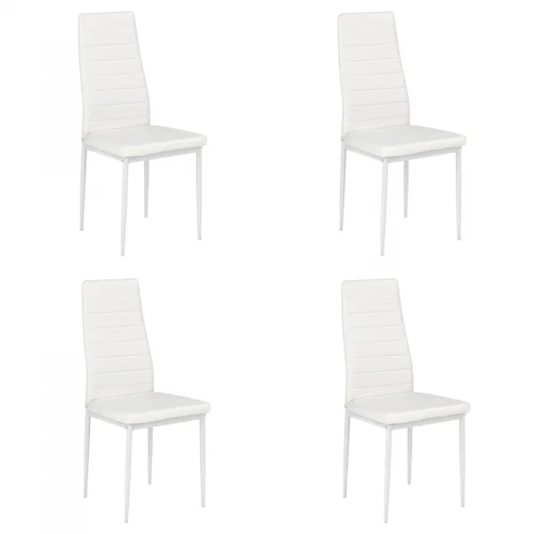 Set 4 sedie sala da pranzo imbottite in ecopelle bianco Vittoria