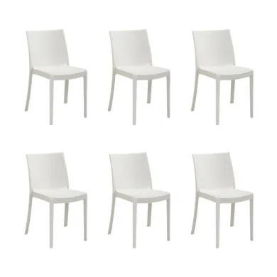 Set 6 sedie in polipropilene impilabile bianco Olbia