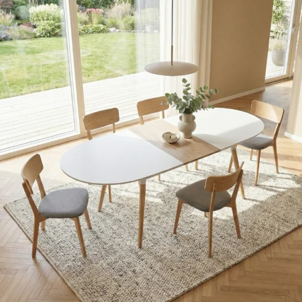 Tavolo da pranzo allungabile 160/200cm bianco opaco rovere Giove Gihome®