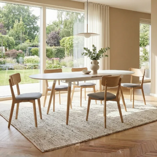 Tavolo da pranzo allungabile 160/200cm bianco opaco rovere Giove Gihome®