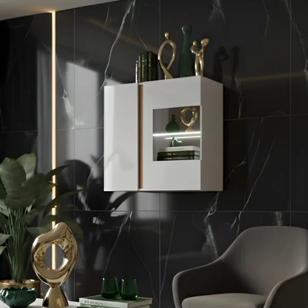 Vetrina sospesa 97x83h cm 2 ante soggiorno bianco Noa Gihome®