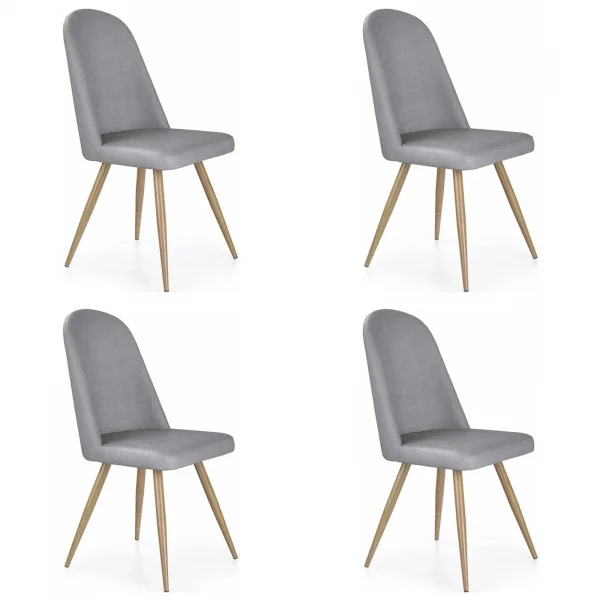 Set 4 sedie sala da pranzo in ecopelle grigia rovere miele Romea
