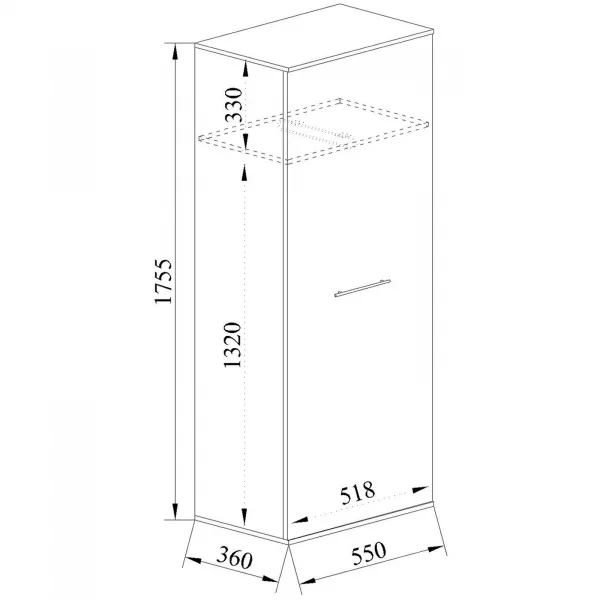 Mobile appendiabiti ingresso multiuso 55x176h cm 1 anta battente rovere Time P