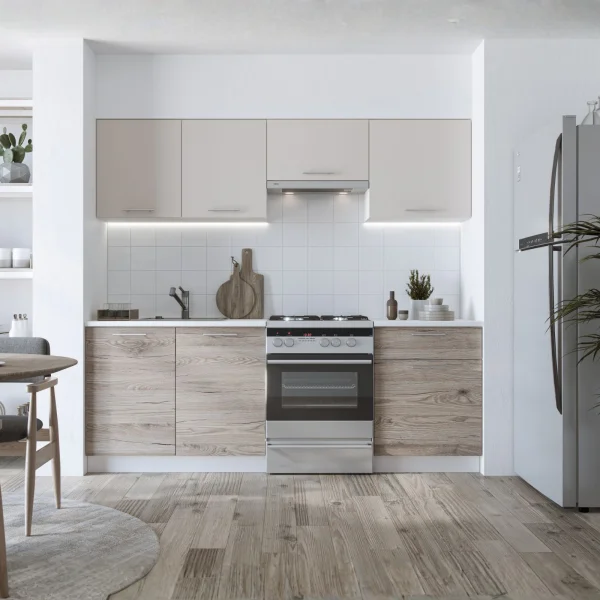 Cucina moderna lineare 220cm rovere beige Noemi