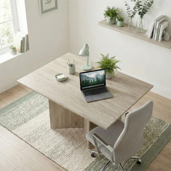 Scrivania ufficio salvaspazio moderna 120x89cm rovere Time M