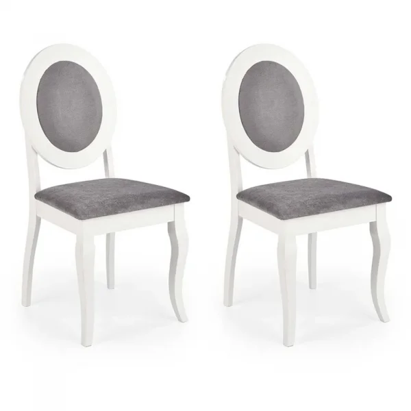 Set 2 sedie sala da pranzo imbottite in tessuto grigio bianco Adna