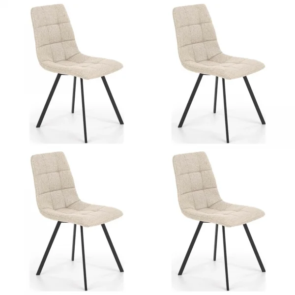 Set 4 sedie sala da pranzo imbottite in tessuto beige Kristen