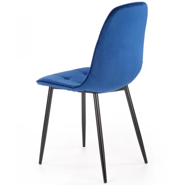 Sedia imbottita in velluto blu Amos