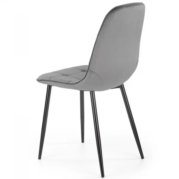 Sedia imbottita in velluto grigio Amos