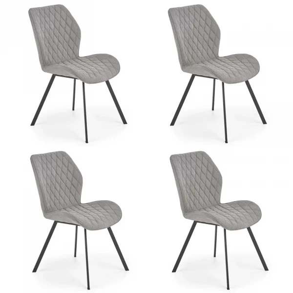 Set 4 sedie sala da pranzo moderne imbottite in tessuto grigio Raven
