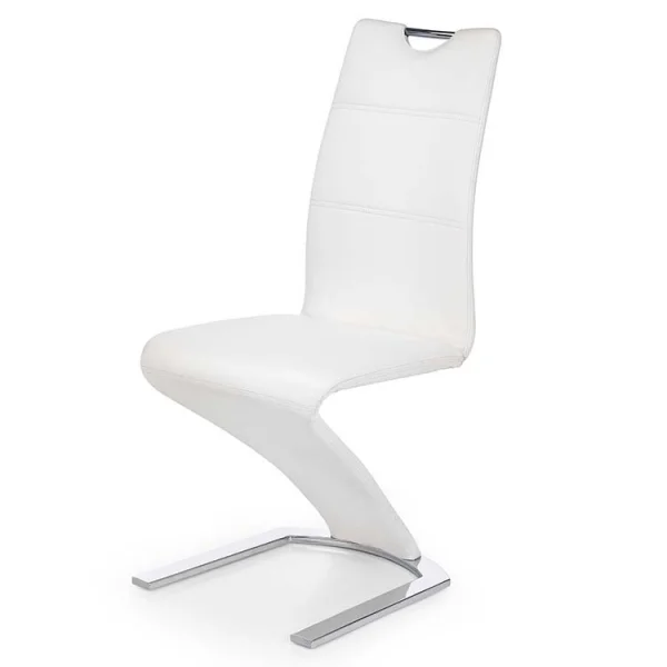 Set 2 sedie sala da pranzo in ecopelle bianco acciaio cromato Coco