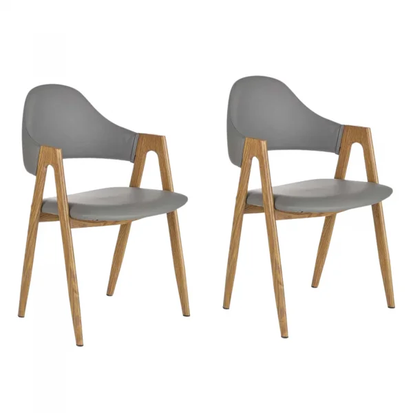 Set 2 sedie sala da pranzo in ecopelle grigio rovere Elvis