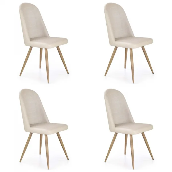 Set 4 sedie sala da pranzo in ecopelle beige rovere miele Romea