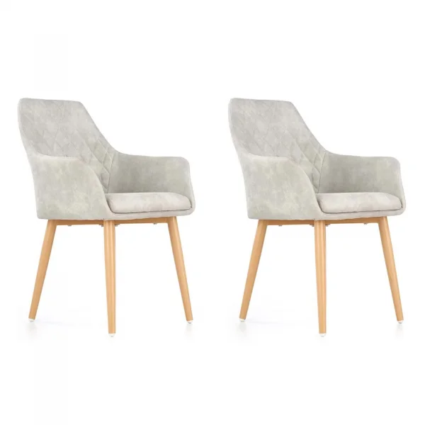 Set 2 sedie sala da pranzo imbottite in ecopelle grigio Soleil