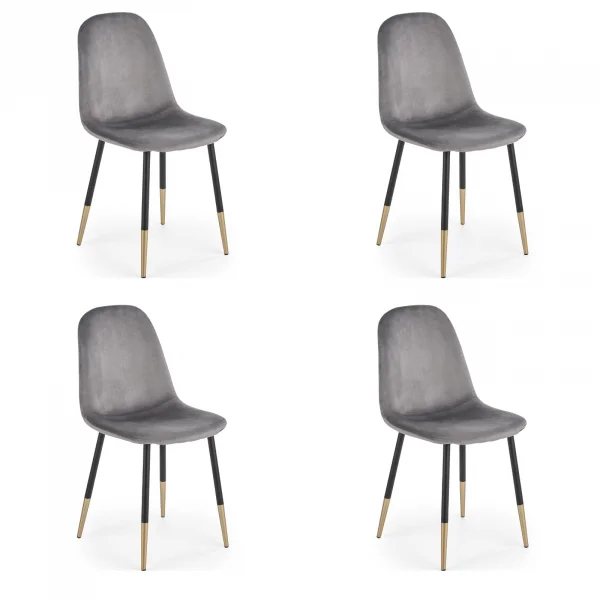 Set 4 sedie sala da pranzo imbottite in velluto acciaio grigio Nubia